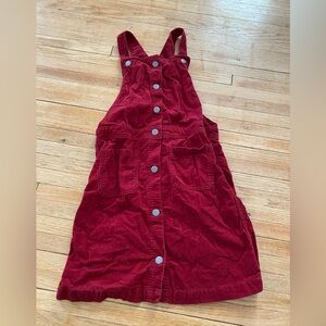 Old Navy Girl 12 red corduroy overall dress Sleeveless Pockets Adjustable Straps